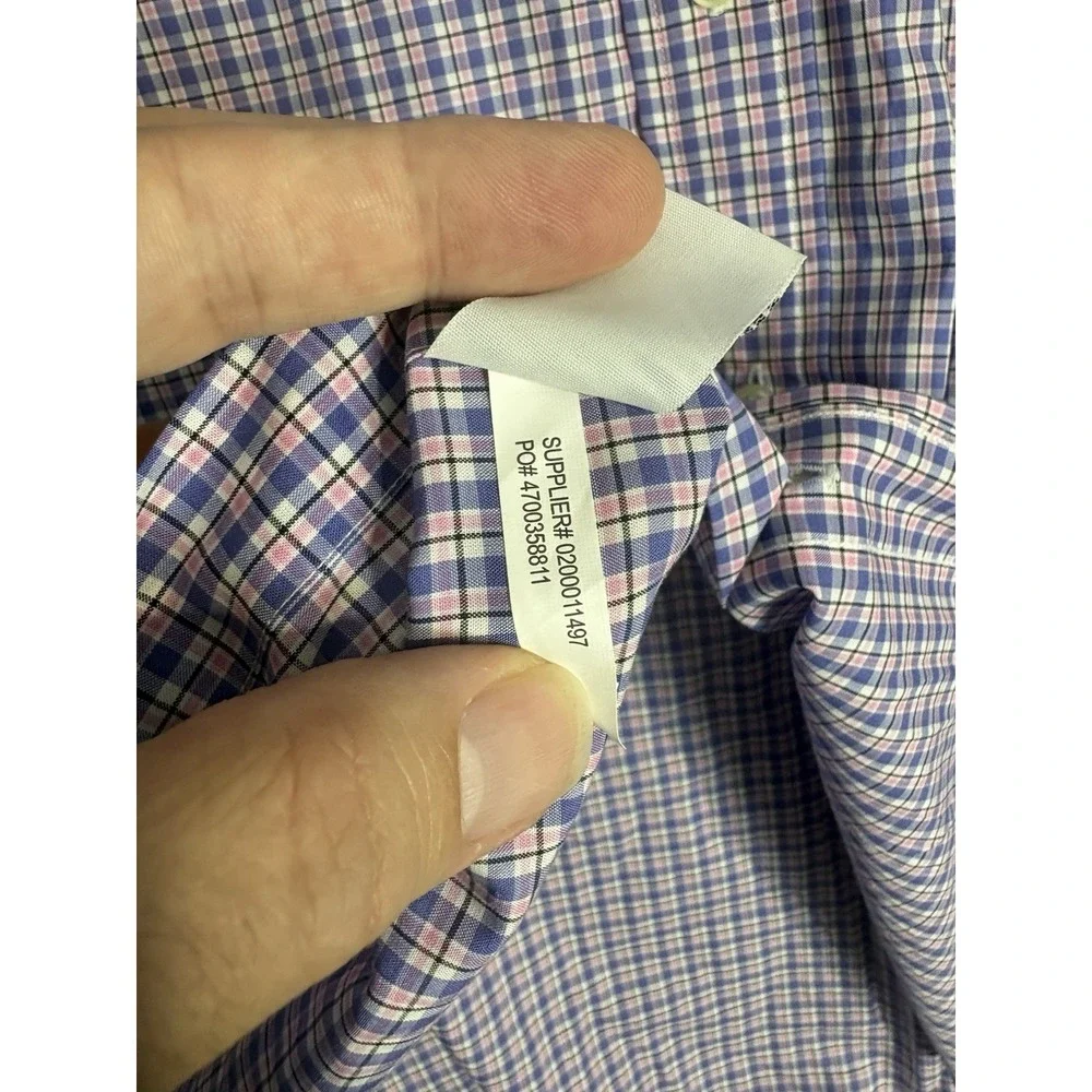 Polo Ralph Lauren Shirt Mens XL Classic Fit Blue Pink Plaid Cotton Button Down